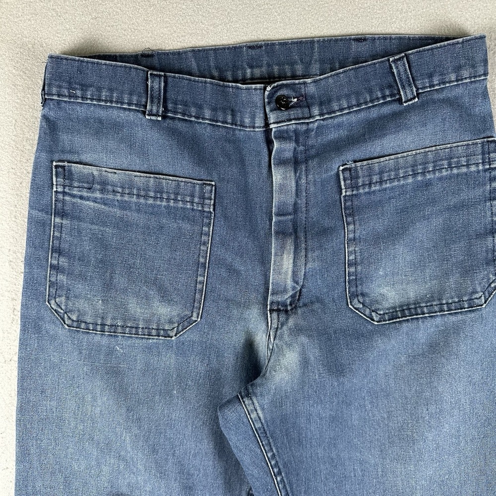 Vintage US Navy Trousers Mens 32x33 Flared Denim Type 1 Utility Pants Stencil - Picture 4 of 16